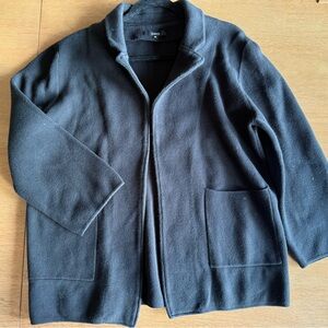 Quince Black Cotton Knit Blazer Jacket
